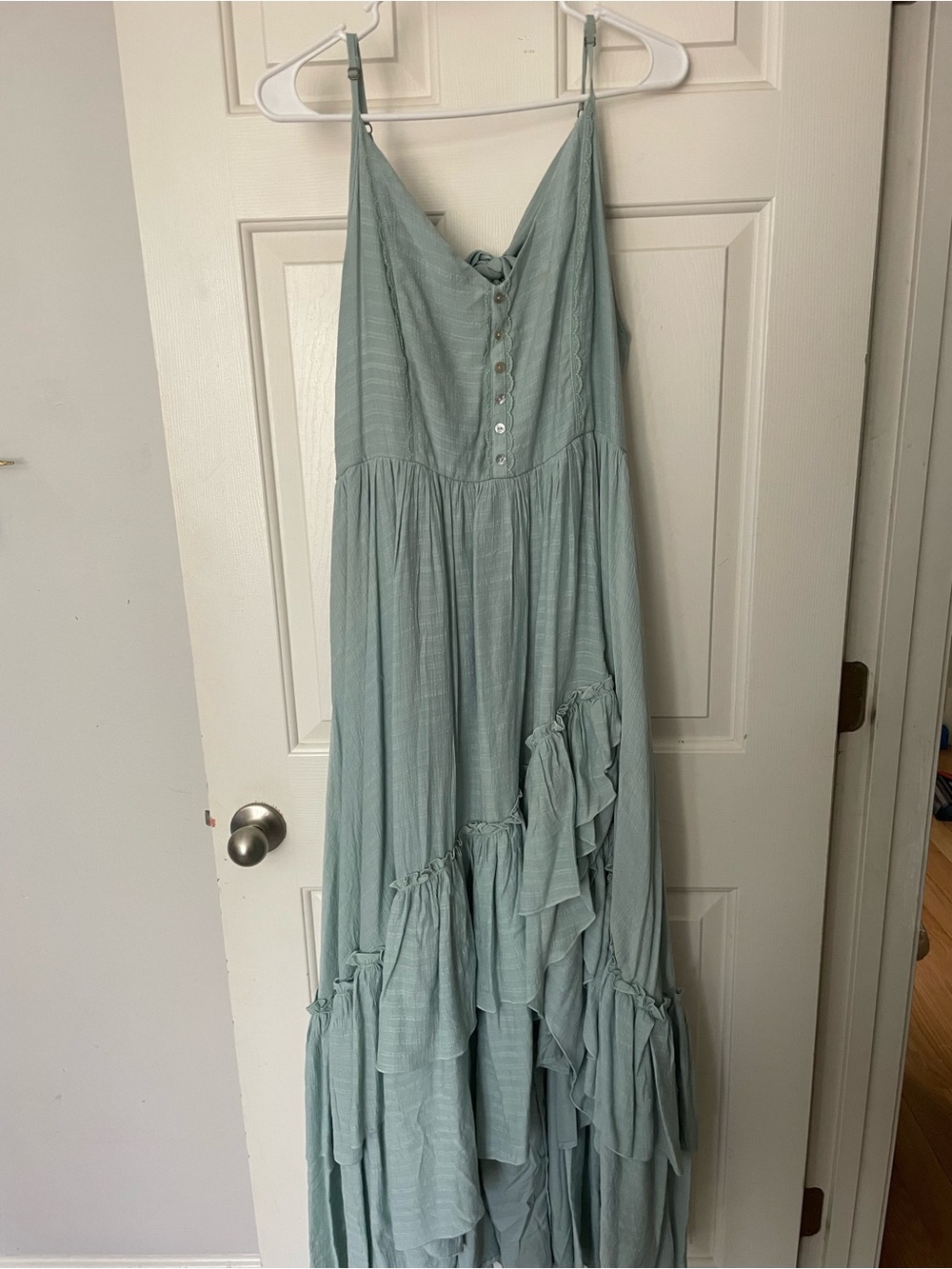 Light Sage Green V-Neck Button Front Sundress
